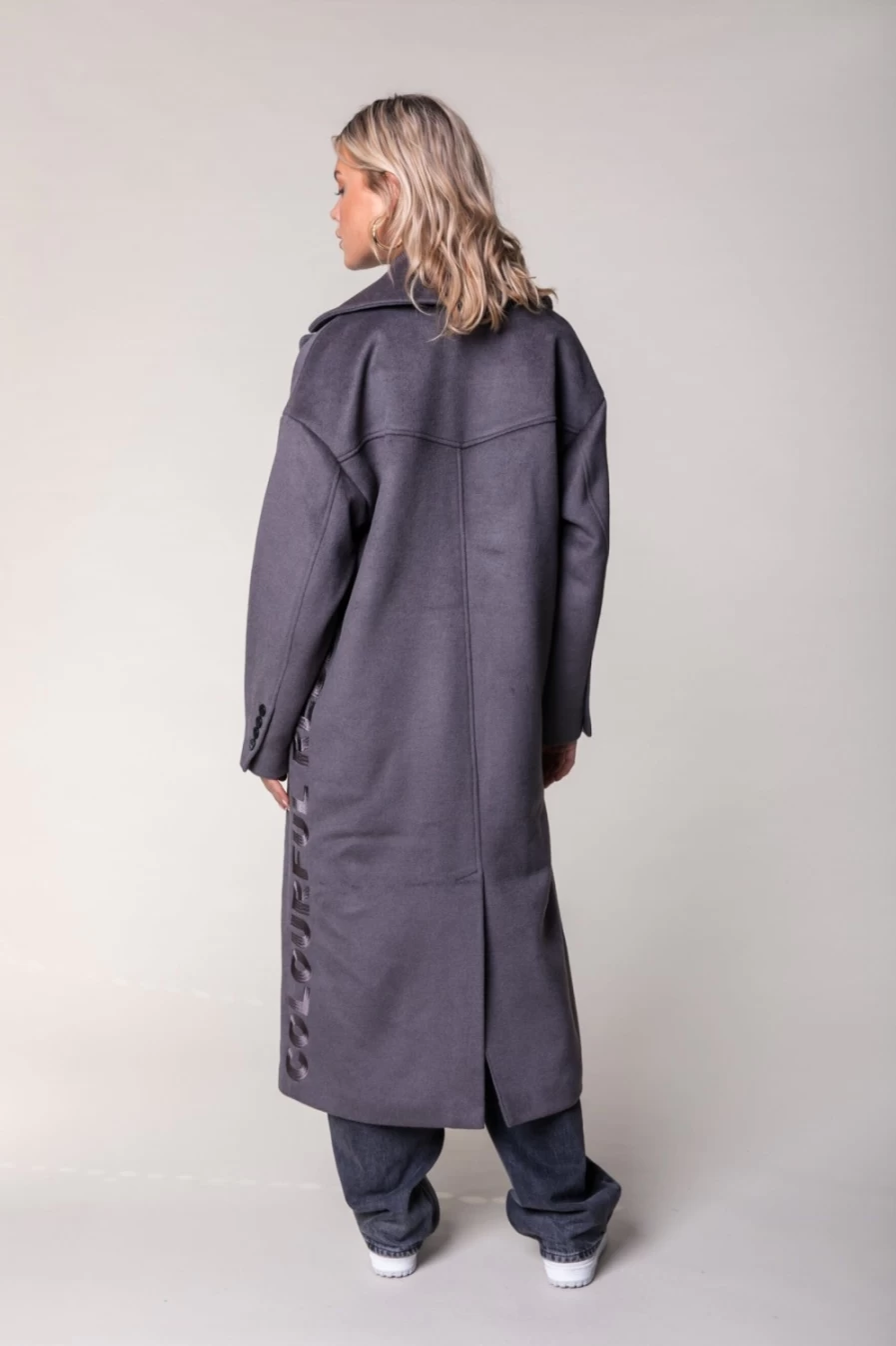 Colourful Rebel Women's Zania Rib Collar Wool Coat in Taupe | Warm Winter Outerwear
