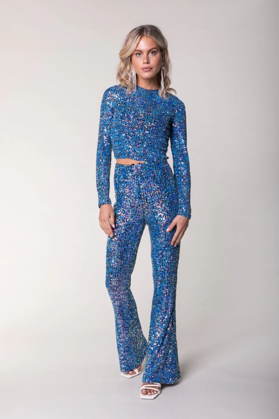 "Colourful Rebel Women's Medium Pink River Sequins Long Sleeve Top"