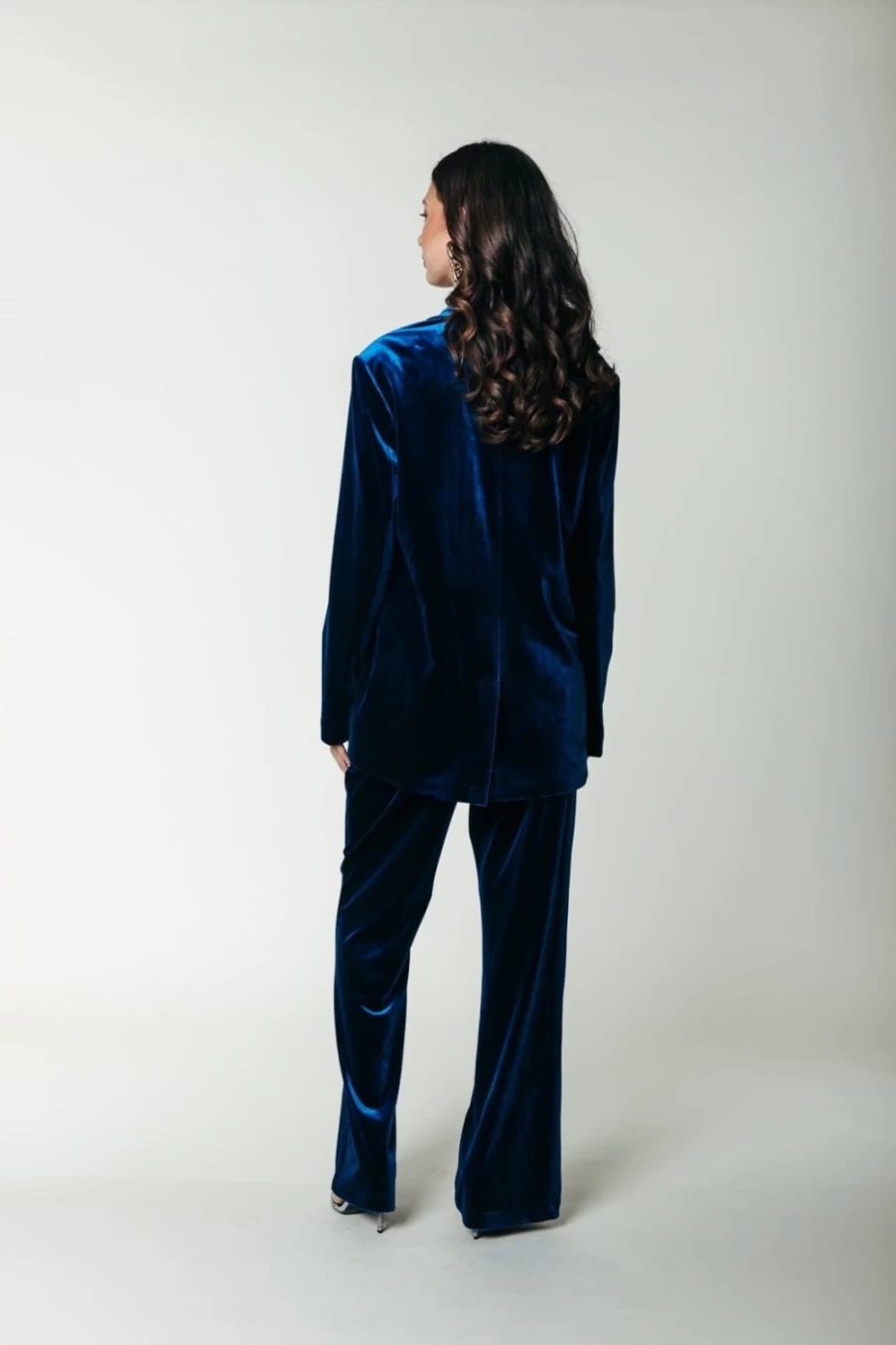 Colourful Rebel Women's Velvet Straight Leg Pants in Vibrant Blue | Jiby Style