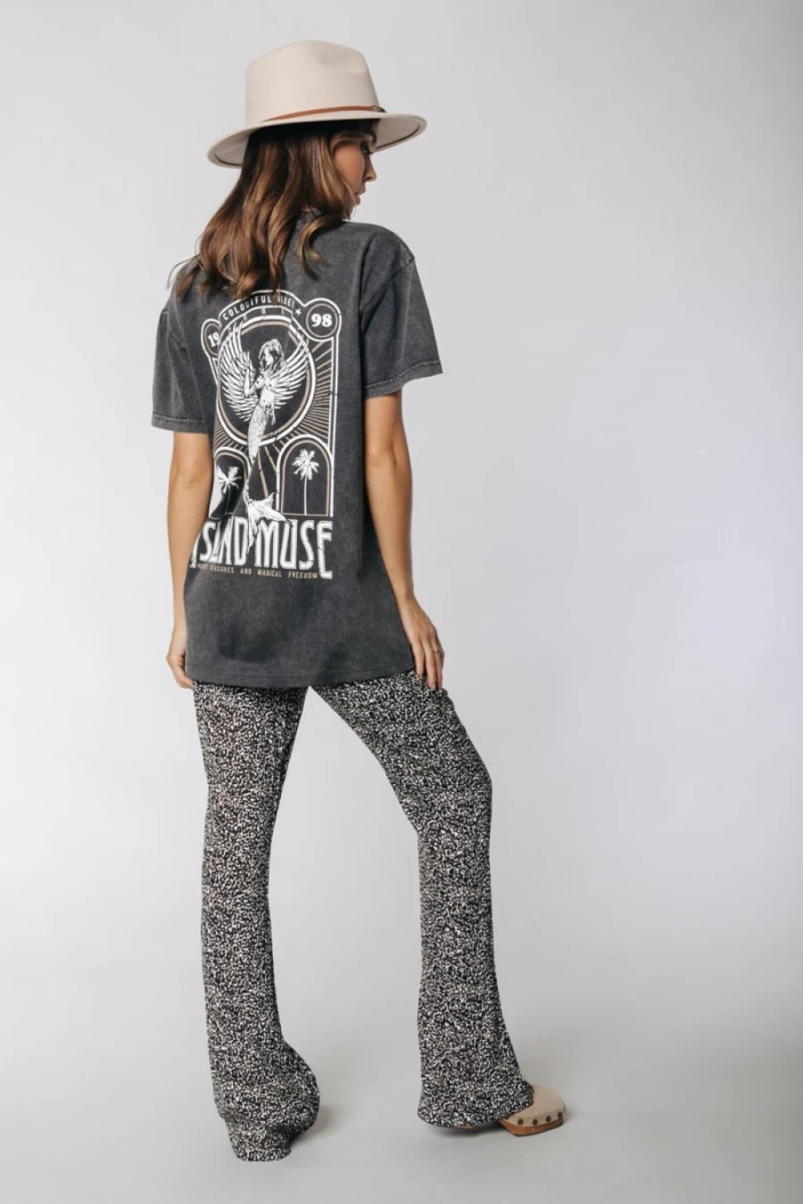 Colourful Rebel Women's Nadine Leopard Print Flare Pants in Sand