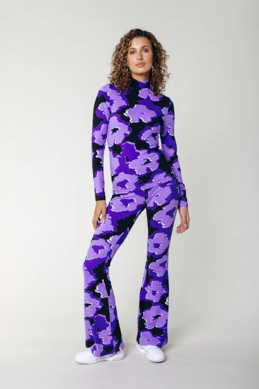 Colourful Rebel Women's Light Lilac Flare Flower Print Dress