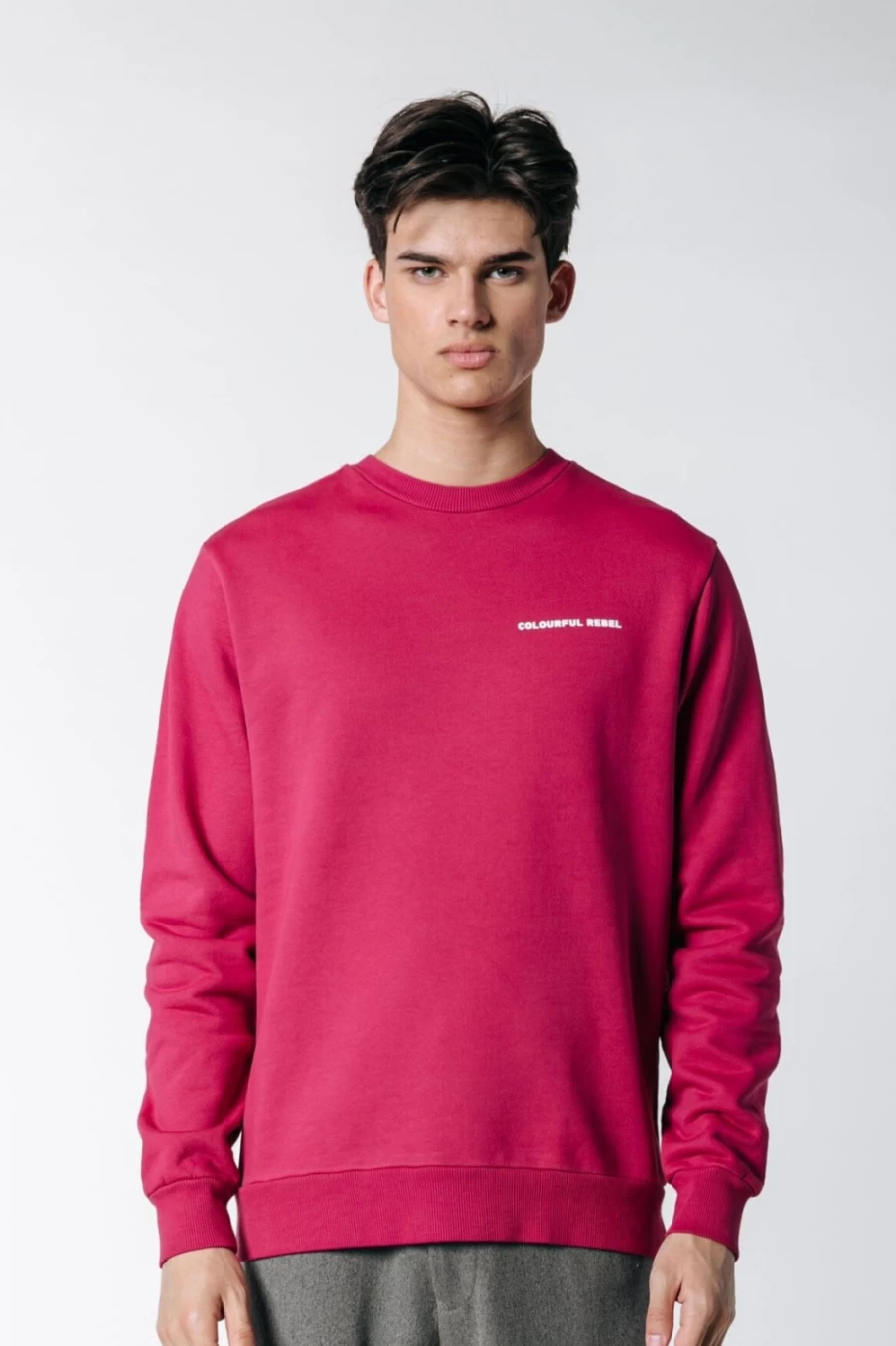 Colourful Rebel Men's Burgundy Uni Logo Sweatshirt | Casual Pullover Hoodie